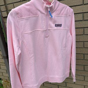 Vineyard Vines Quarter Zip Pullover Jacket - Size L - Light Pink w/ Logo